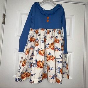 Eleanor Rose Heather Dress Pumpkin Print Long Sleeve Dress